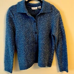 Croft & Barrow Blue Textured Knit Cardigan
